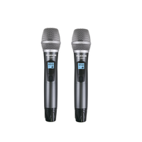 Ensemble de Microphone sans fil portable UHF double canal professionnel nouveau Design écran LCD motif polaire cardioïde Modulation FM métal