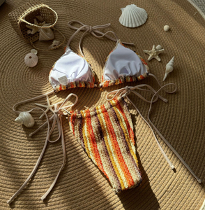 Cổ Phiếu Mới 3 Màu Sắc Tam Giác Top Kết Cấu Gân Tắm Phù Hợp Với Mối Quan Hệ Dài Sexy Lady Micro Bikini - Product Image 2