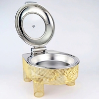 Réchaud de buffet en acier inoxydable or/argent de luxe léger, 6L, style moyen-oriental, chauffe-plats, design transparent, hydraulique