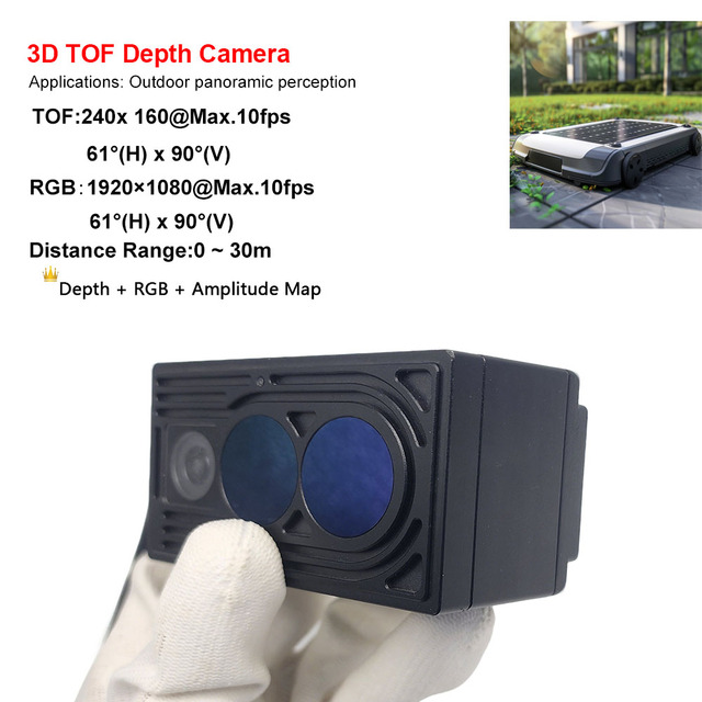 3D TOF Camera Modules Solid-State LiDAR RGB IMU Fusion 240x160 Max10fps Ethernet Detection 0-30m Obstacle Avoidance Mop Robots
