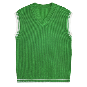 Custom Men's Solid Color Anti-shrink Front Logo V-neck Base Knit Sleeveless Pullover Sweater <b>Vest</b> Spring Autumn - Product Image 1