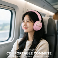 Audífonos Inalámbricos Bluetooth Color Macaron, Ligeros y Cómodos, con Bajos Estéreo para Uso Diario