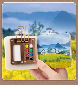 Set de Pintura de Acuarela <span class=keywords><strong>en</strong></span> Miniatura, Caja de <span class=keywords><strong>Madera</strong></span> de Nogal, Portátil y Compacto para Dibujar, Pintar y Mezclar Colores <span class=keywords><strong>en</strong></span> Viajes - Product Image 6