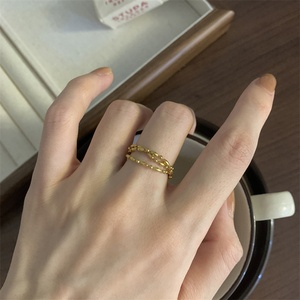 Fabricante de Joyería, Anillos de Cadena con Cuentas al por Mayor, Anillos Ajustables de Acero Inoxidable con Borlas para Mujer - Product Image 1