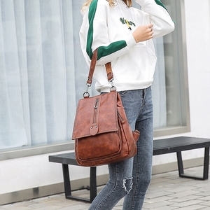 Wholesale 2024 Hot Popular High Quality Genuine Leather Knapsack New Design Brand Custom Vintage <strong>Brown</strong> <strong>Backpack</strong> for Ladies - Product Image 3