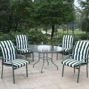 Leisure Outdoor Dining <b>Set</b> Steel <b>Table</b> 4 <b>Chairs</b> with Cushions Modern Design Non-Foldable for Park Exterior Use Outdoor Furniture - Product Image 3