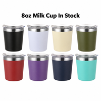 Gobelet isotherme en acier inoxydable 304 de 8 oz avec couvercle rabattable, mini-tasse portable pour café et lait, pour boissons froides et chaudes