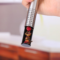 Infuseur à thé individuel moderne en acier inoxydable poli avec couvercle, filtre portable en forme de pipe pour thé en feuilles et herbes, avec plateau de récupération