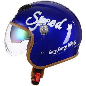 RNG-717 Màu Xanh Cascos-Motociclet Đi Xe Đạp Cho Hoàng Gia Hiệp Sĩ <span class=keywords><strong>3</strong></span>/4 Da Mũ Bảo Hiểm Đôi Ống Kính Mũ Bảo Hiểm - Product Image 4