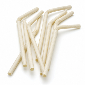 Compostable Food Grade Flexible Drink Straw Disposable Custom Logo Bamboo Straws For Wedding Party Picnic Cold Brew Drinks - Product Image 1