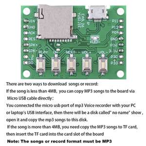 DIYmall Sensor PIR, módulo de reproducción de grabación de sonido de voz MP3, ranura para tarjeta TF, descarga USB para DIY, regalo de saludos, Kit de reproductor de música - Product Image 5