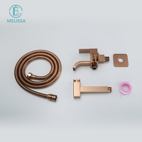 Melissa Modern Hotel Douchette WC murale verticale en laiton or rose à bouton-poussoir, pour lavabo et bidet