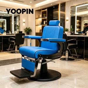 Azul personalizar Silla de peluquero Logo ajustable Ice Capone clásico <span class=keywords><strong>barber</strong></span>ía plegable peluquería elegante peluquería reposapiés silla - Product Image 1