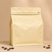 Sacs d'emballage pour café en stock, personnalisés, imprimés, vides, pour thé matcha, café, pochettes en plastique à fond plat avec fermeture éclair et valve