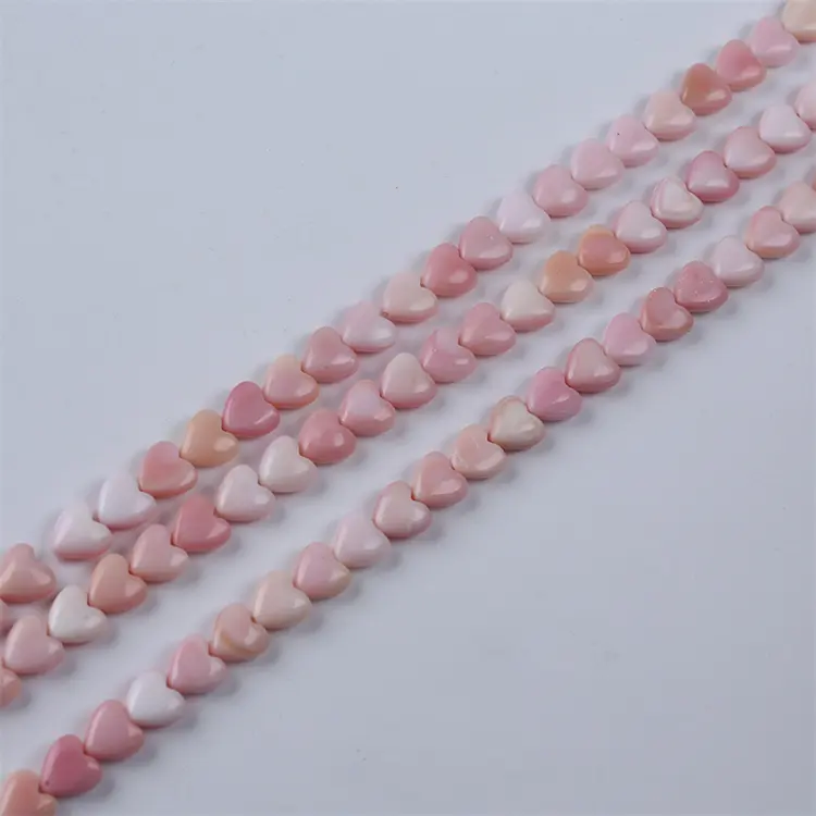 Cuentas sueltas de 8mm con forma de corazón para la fabricación de joyas, concha de perlas Rosa Natural