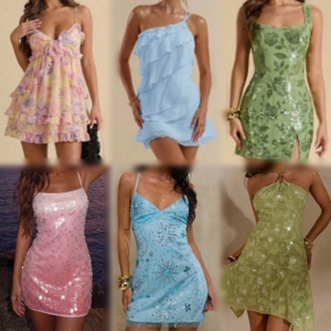 Women's Summer Dress Polyester Floral Sequin Ruffle Sleeveless Mini Dress for Adults Casual Vacation Wear - Product Image 1