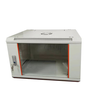 Gabinete de Red IT de 19 Pulgadas 4U 6U 9U Gris RAL7035 Negro RAL9004 para Montaje en Pared con Tira Decorativa Naranja y Cerradura en Forma de Luna - Product Image 1