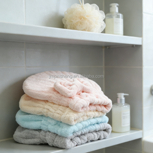 Serviette Turban <span class=keywords><strong>Ultra</strong></span> Absorbante à Séchage Rapide en Polaire Corail avec Logo Personnalisé pour Femme - Product Image 1