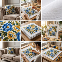 Toile à broder en maille 13/14/18 avec tissu en coton blanc Mono Deluxe pour kits de broderie personnalisés de taille variable pour la décoration intérieure