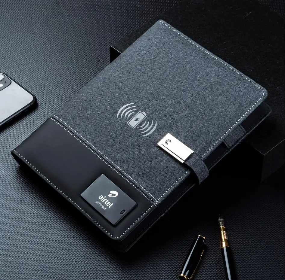 Set hadiah produk promosi perusahaan bisnis Inovatif 2024 catu daya nirkabel Notebook Power Bank & USB untuk pria