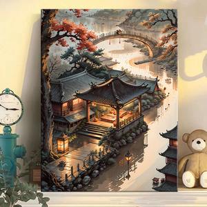 Jiangnan ภาพวาดสีน้ำมันดิจิตอลสไตล์สถาปัตยกรรมสไตล์<span class=keywords><strong>โบราณ</strong></span>, ภาพวาดสีน้ำมันวาดด้วยมือสำหรับตกแต่ง - Product Image 1