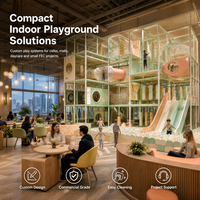 Parque Infantil Comercial Interior Rosa Crema con Puente y Piscina de Bolas, Diseño Personalizado para Proyectos de Museos, Certificación CE ISO 9001