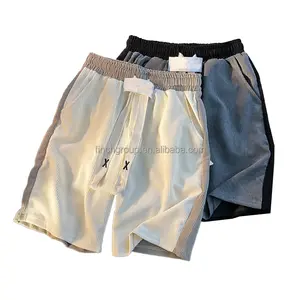 FINCH Garment Custom logo organic cotton corduroy dyeing casual shorts stripe embroidery mens corduroy shorts
