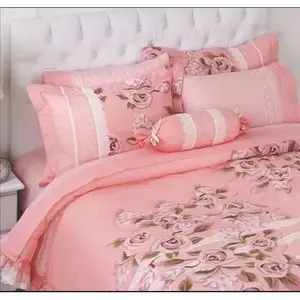 Parure de lit King Size Antonieta 2,6m x 2,4m, motif floral, style princesse, avec volants, pour la maison - Product Image 5