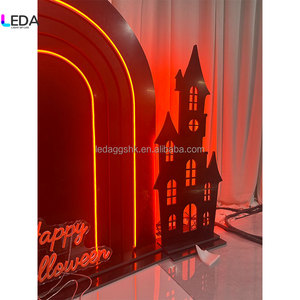 ซุ้มตกแต่งฮาโลวีน Leda ขนาด 3.4 ฟุต ฉากหลังอะคริลิคพร้อมไฟ ประดับด้วยป้าย Happy Halloween และลายปราสาท - Product Image 2