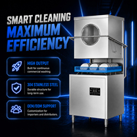 Lave-vaisselle professionnel à capot en acier inoxydable pour restaurants, hôtels et équipements de cuisine de restauration