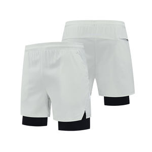 กางเกงขาสั้นผ้าพิมพ์ลายผ้าแห้งเร็วมีสามสีกางเกงขาสั้นสำหรับออกกำลังกายสองชั้นแบบผ่าข้าง - Product Image 2