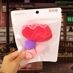 Juego de esponjas de maquillaje 123, 3 piezas, esponja natural de forma irregular, lavable para aplicación en seco y húmedo - Product Image 3