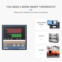 Termostato Inteligente PID BERM REX-C700 con Entrada K/J/PT100, Pantalla Digital, Control de Temperatura para Horno