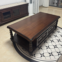 Table basse de salon vintage de style américain, table basse en bois massif sculpté, meubles pour la maison, l'appartement et l'hôtel