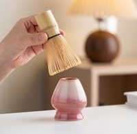 Ensemble de thé matcha en céramique de style japonais Flower Rhyme, ensemble de 4 pièces, bol à thé en céramique, boîte verte cadeau