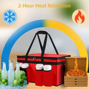 Insulated Cooler Bag Designer with Top Zippered Closure and Cup Holders for Reusable Delivery & Storage Bags - Product Image 2