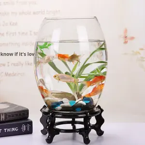 Groothandel Taille Trommel-Vormige Glazen Goudvis <span class=keywords><strong>Tank</strong></span> Woonkamer Grote Schildpad <span class=keywords><strong>Tank</strong></span> Mini Klein Landschap Hydrocultuur Bloempot - Product Image 2