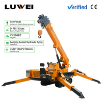 Grue araignée sur chenilles à haute capacité de levage, compacte et pliable, pour la rénovation intérieure et l'installation de toitures