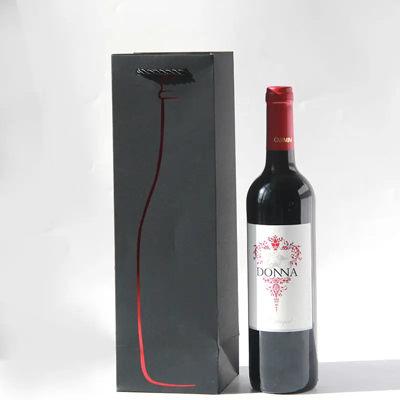 Bolsa de regalo de botella de vino individual al por mayor bolsas de regalo de vino baratas personalizadas bolsa de papel para vino