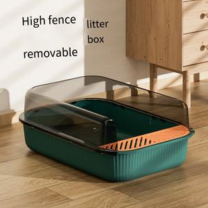 Bac à litière semi-fermé pour <span class=keywords><strong>chat</strong></span>, anti-éclaboussures, avec clôture haute, grande capacité, avec filtre à sable, pédale, facile à nettoyer pour les chats - Product Image 3