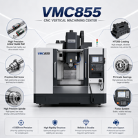 Fresadora CNC Vertical de Alta Velocidad VMC855 con Husillo BT40 de 8000 RPM, Rieles Lineales HIWIN y Controlador FANUC