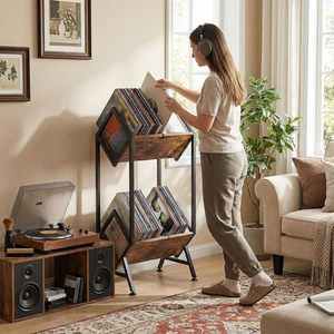Passing On <b>The</b> <b>Kingdom</b> Vinyl Record Storage Rack Wood Metal CD Display Shelf Floor Bookshelf Magazine Organizer - Product Image 3