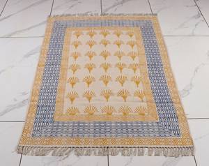 Alfombra Dhurrie de Algodón Estilo Azteca Indio, Impresa a Mano, Alfombra Boho para Decoración del Hogar - Product Image 5