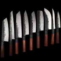 Ensemble de couteaux de chef en acier damas japonais forgé à la main professionnel couteau de boucher à 3 couches avec manche en bois couteau de cuisine tranchant