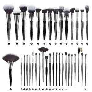 Personalized Brush Make Set Up Black Luxury Wooden Handle Make Up Private Label Brushes Cosmetic Makeup Brush Set