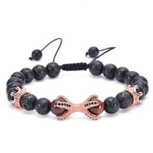 Pulsera de cuentas de piedra natural de 8mm, pulsera de piedra volcánica de <span class=keywords><strong>lava</strong></span>, pulpo, cobre, incrustaciones de diamantes, emperador, salud, al por mayor - Product Image 3