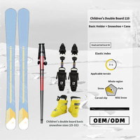Ensemble de snowboard double pour enfants à haute élasticité, avec fixations de base, bottes de ski, bâtons de ski, noyau en bois de peuplier écologique pour l'hiver