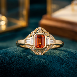 Gold Plated 925 <b>Silver</b> Quartz Gemstone <b>Ring</b> <b>Emerald</b> Cut Prong Setting IGI Certified Vintage Inspired Fine Jewelry Gift - Product Image 3