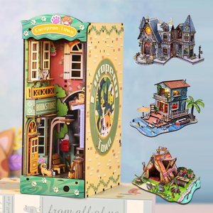 Jouet éducatif DIY Maison de poupée Booknook Kit miniature MiniCity Puzzle en bois 3D Insert de bibliothèque Décoration Créativité Petits serre-livres - Product Image 1
