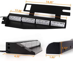 Barra de Luces Biaochi de 32 LED para Visera de Auto y Camión, Luz Estroboscópica para Parabrisas Interior y Tablero, 12V 24V, Luces de Advertencia de Emergencia Divididas - Product Image 6